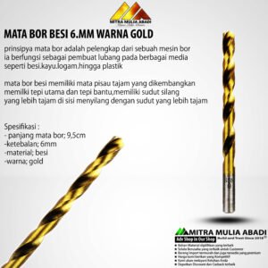 MATA BOR BESI 6mm GOLD TWIST DRILL BITS